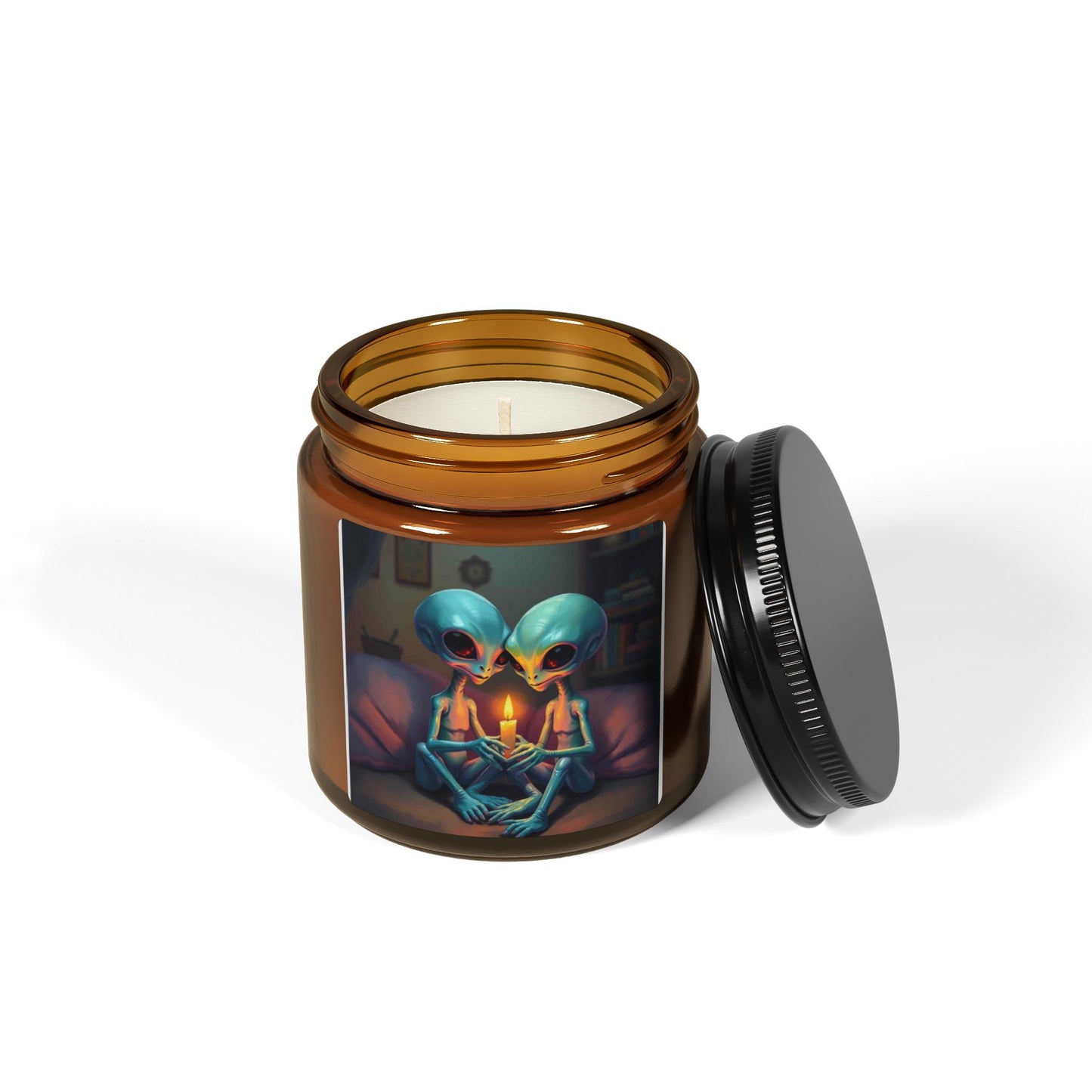 Alien theme Scented Soy Candle (Multi-Size, Amber Jar)