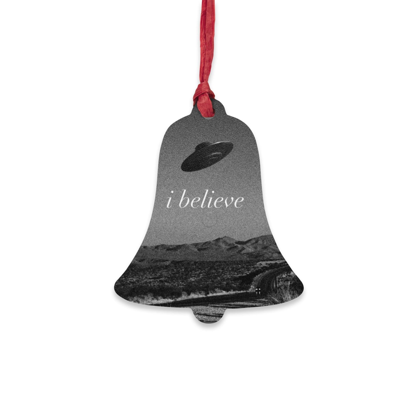 "iBelieve" UFO Wooden Ornament
