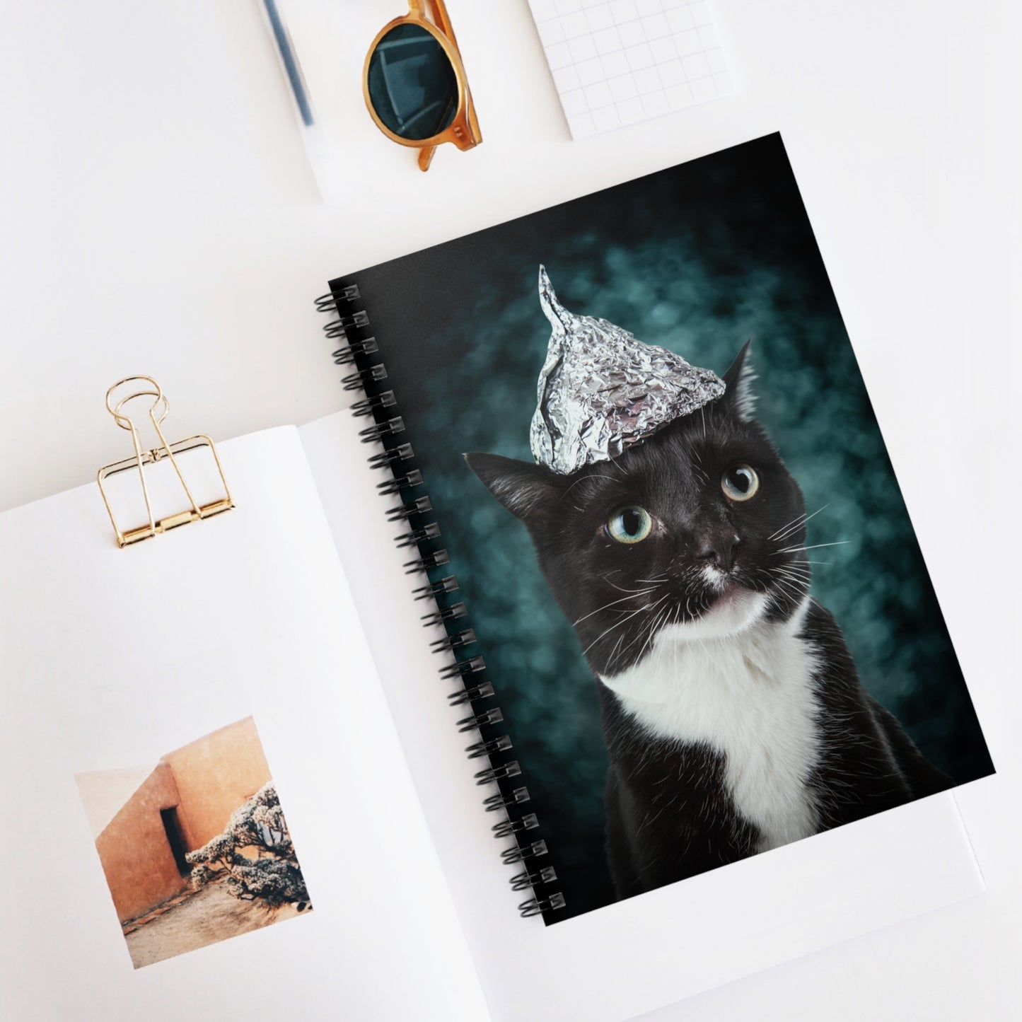 Tin Foil Cat - Spiral 6" Notebook - Ruled Line