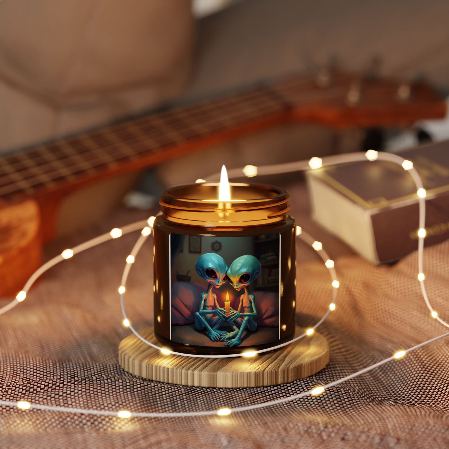 Alien theme Scented Soy Candle (Multi-Size, Amber Jar)