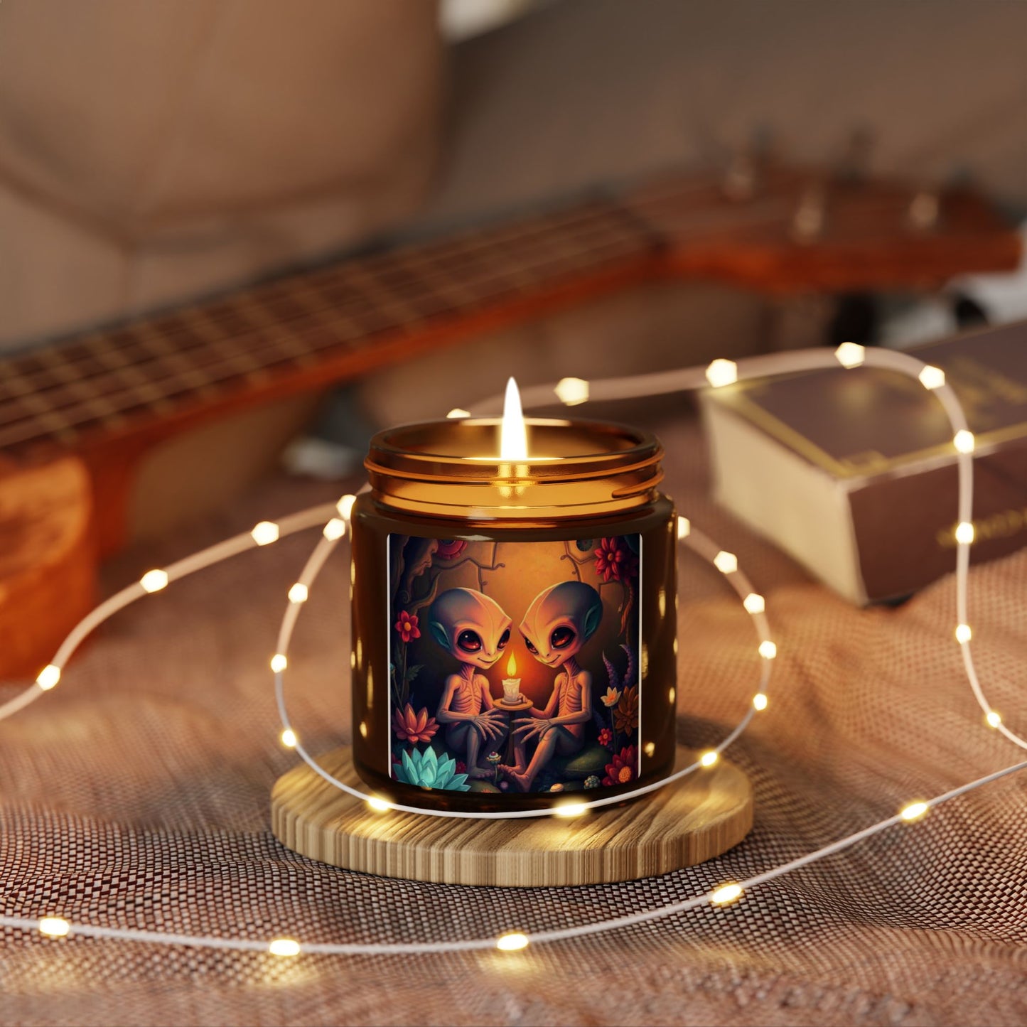 Alien theme Scented Soy Candle (Multi-Size, Amber Jar)