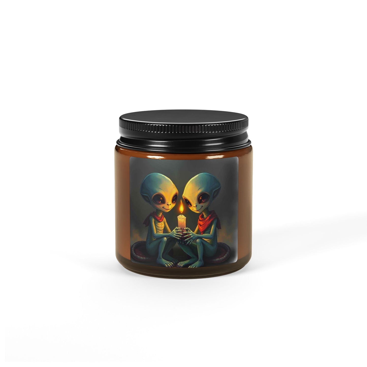 Alien theme Scented Soy Candle (Multi-Size, Amber Jar)