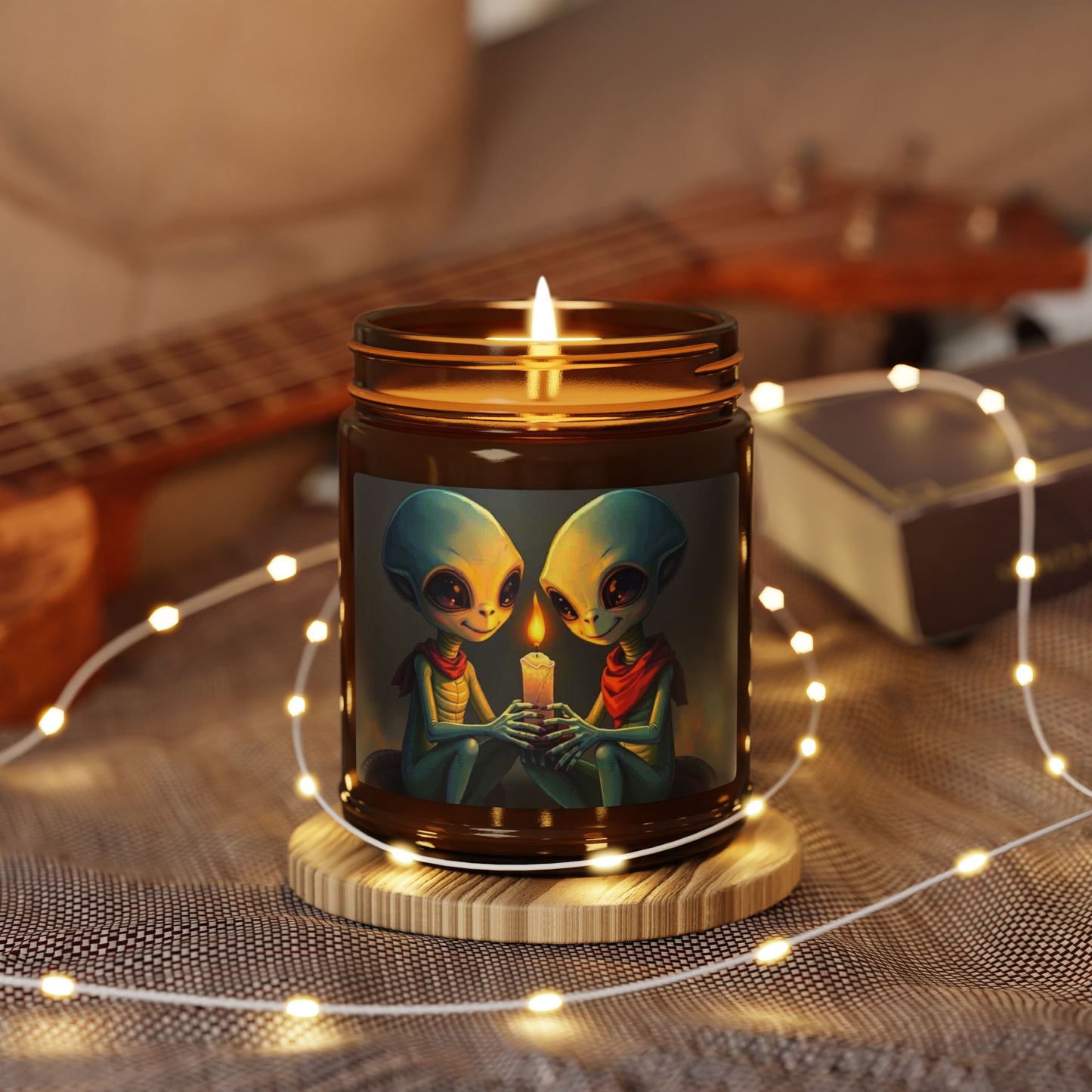 Alien theme Scented Soy Candle (Multi-Size, Amber Jar)