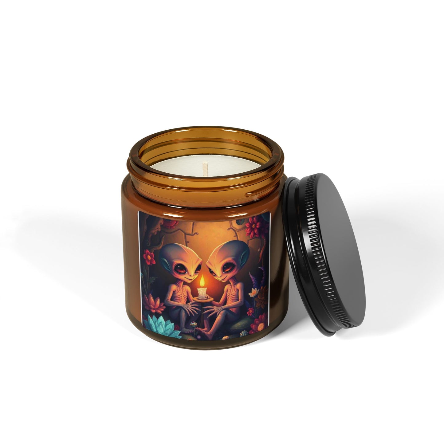 Alien theme Scented Soy Candle (Multi-Size, Amber Jar)