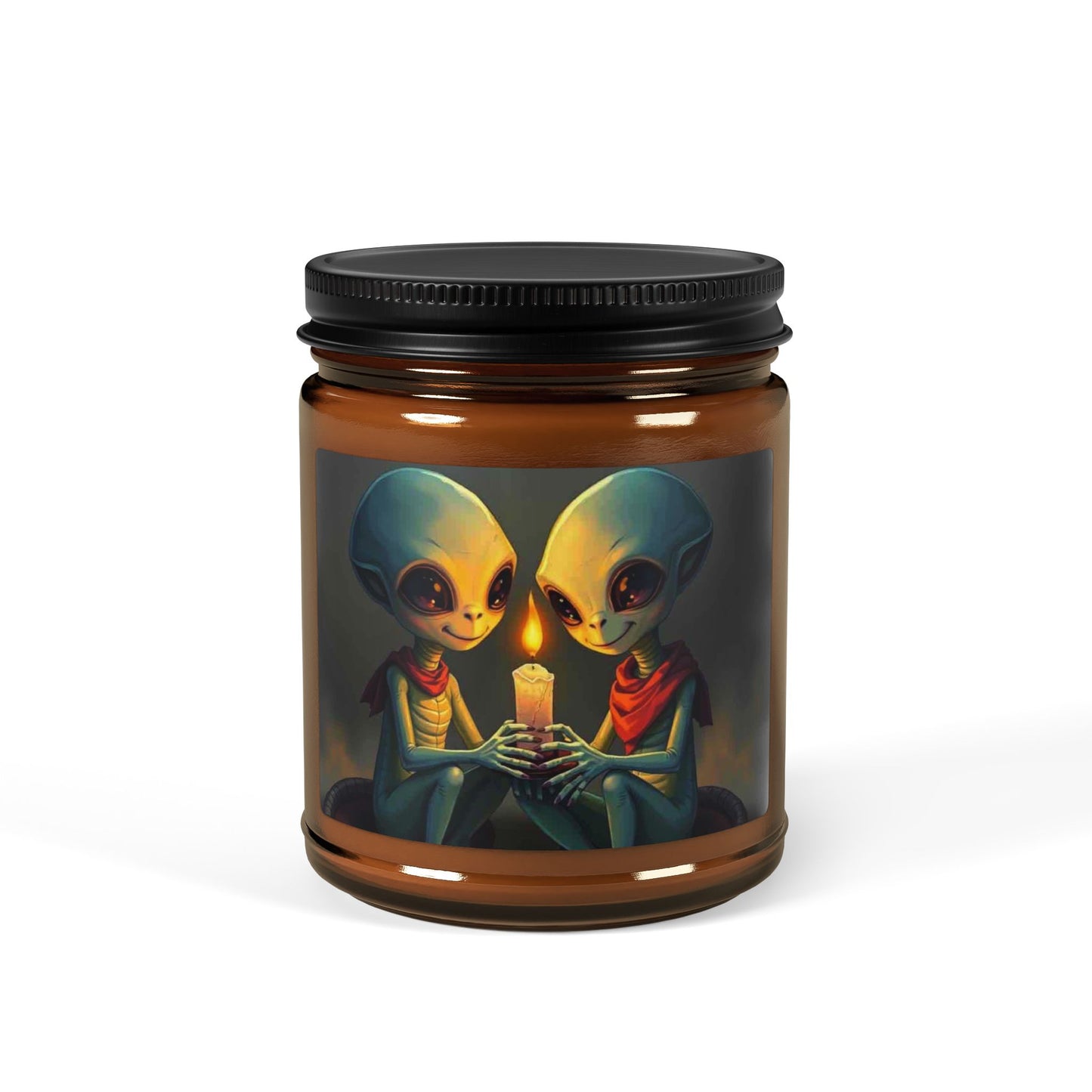 Alien theme Scented Soy Candle (Multi-Size, Amber Jar)