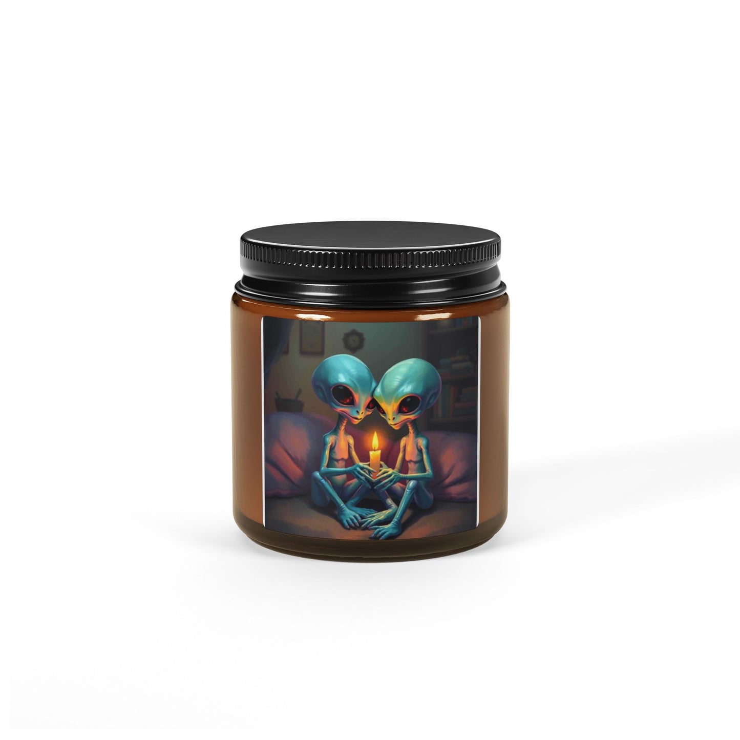 Alien theme Scented Soy Candle (Multi-Size, Amber Jar)