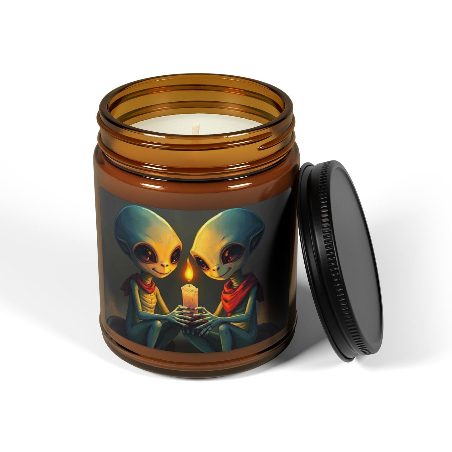 Alien theme Scented Soy Candle (Multi-Size, Amber Jar)