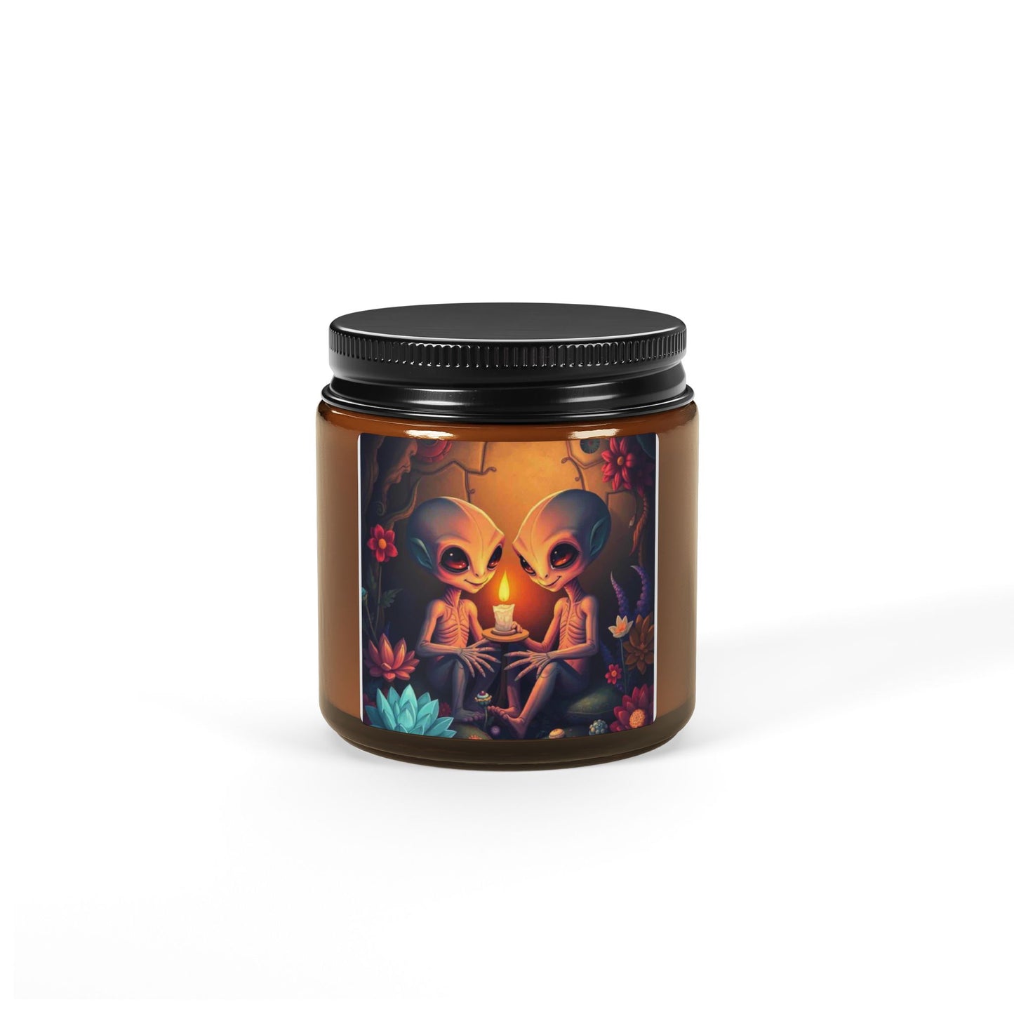 Alien theme Scented Soy Candle (Multi-Size, Amber Jar)