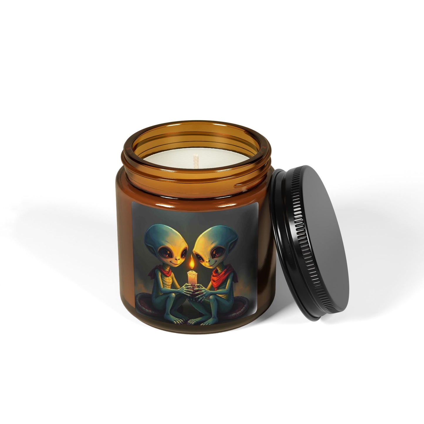 Alien theme Scented Soy Candle (Multi-Size, Amber Jar)